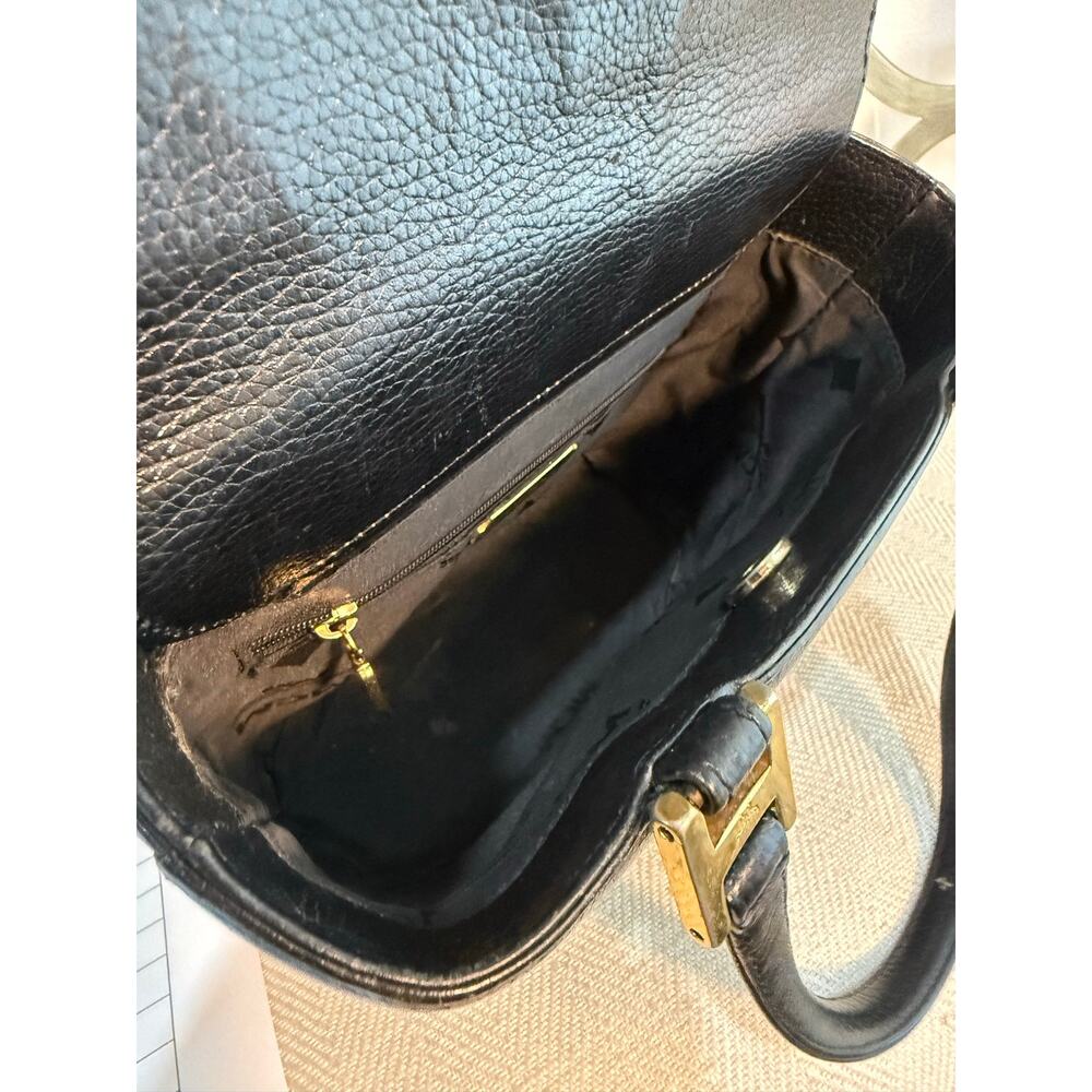 Vintage MCM Black Pebbled Leather Mini Tote Bag Gold Hardware - Picture 9 of 12
